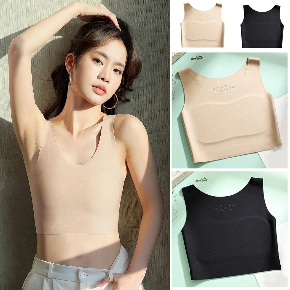 女性用アイスシルクシームレスワイヤレスビスチェ、Uネックスリ - Plunge Bra Push Up のレビューと価格