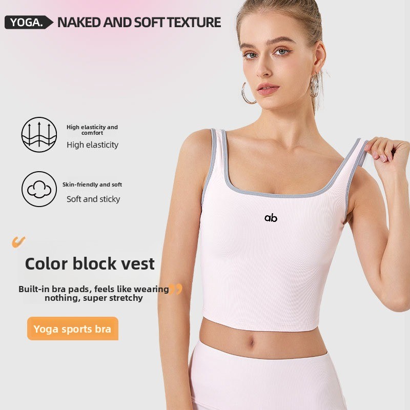 女性用サマーリブヨガタンクトップ、内蔵パッド付きストラップ、 - Plunge Bra Push Up のレビューと価格