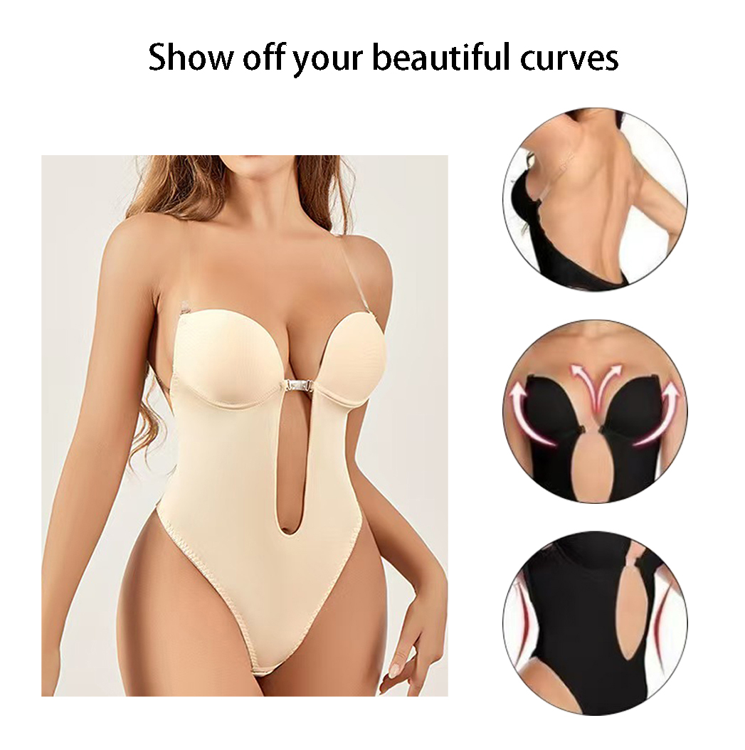 滑り止め接着剤付きバックレスボディシェイパーブラ U字プラン - Minimizer Bra Women のレビューと価格